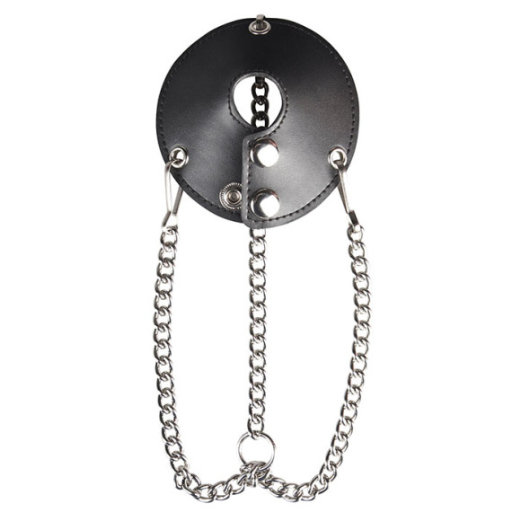 Утяжка для мошонки из искусственной кожи с цепочками PARACHUTE BALL STRETCHER Утяжка для мошонки из искусственной кожи с цепочками PARACHUTE BALL STRETCHER