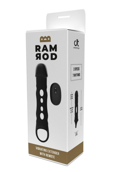 Черная насадка-удлинитель Vibrating Extender With Remote с вибрацией