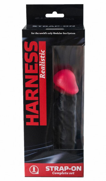 Страпон Harness Realistic с розовой головкой - 17,8 см.