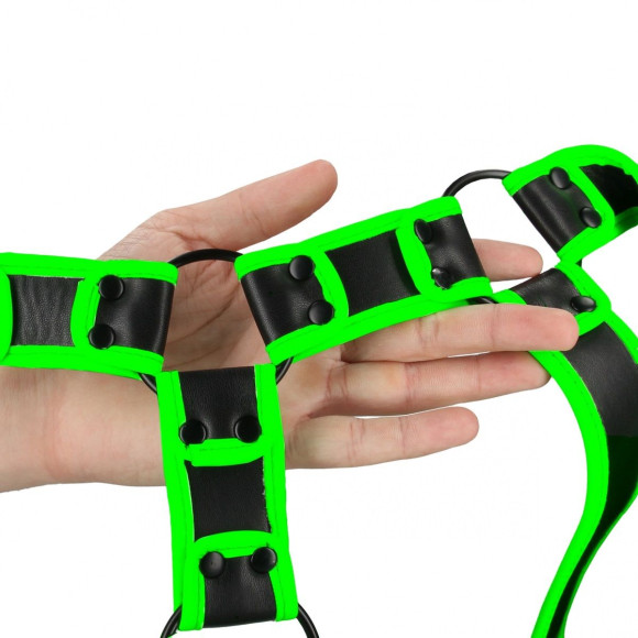 Стильная портупея Body Harness с неоновым эффектом - размер L-XL Стильная портупея Body Harness с неоновым эффектом - размер L-XL