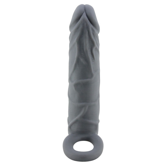 Серая удлиняющая насадка на пенис Large - 18 см.