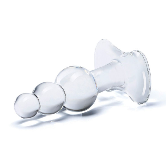 Прозрачная анальная пробка-елочка с 3 шариками Butt Plug with Tapere Base - 11 см.