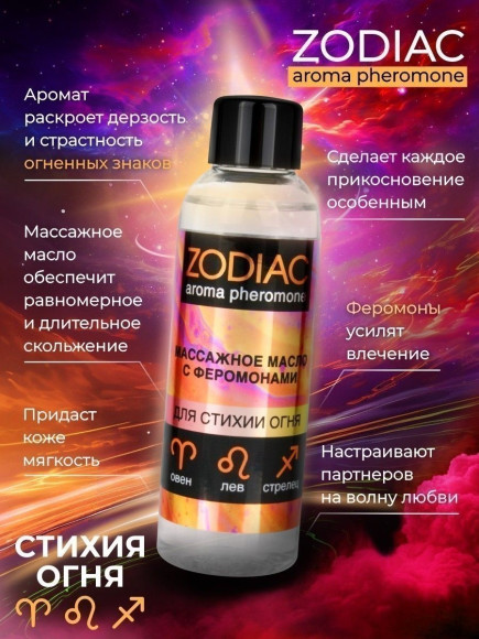 Массажное масло с феромонами ZODIAC Fire - 75 мл. Массажное масло с феромонами ZODIAC Fire - 75 мл.