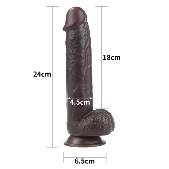 Коричневый фаллоимитатор Sliding-Skin Dong 9.5 - 24 см. Коричневый фаллоимитатор Sliding-Skin Dong 9.5 - 24 см.
