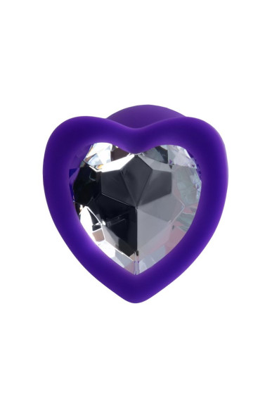 Фиолетовая анальная втулка Diamond Heart с прозрачным кристаллом - 7 см. Фиолетовая анальная втулка Diamond Heart с прозрачным кристаллом - 7 см.
