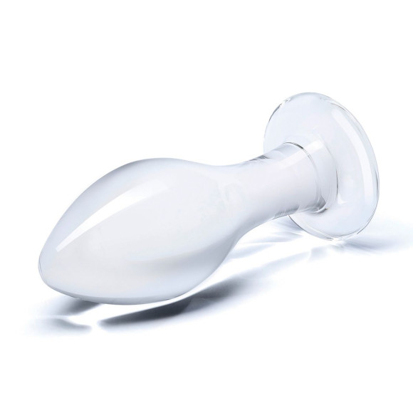 Прозрачная округлая анальная пробка Classic Glass Butt Plug - 10 см.