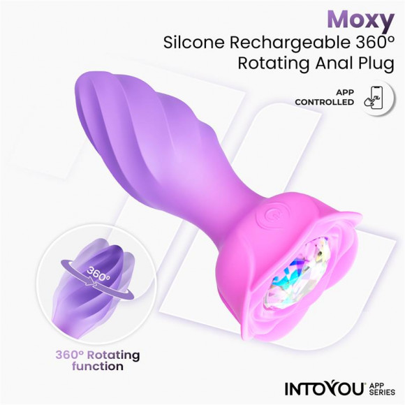 Интерактивная анальная вибропробка с вращением Moxy