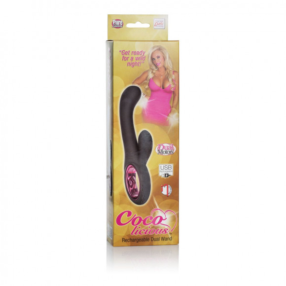 Черный вибромассажер Rechargeable Dual Wand - 25 см. Черный вибромассажер Rechargeable Dual Wand - 25 см.