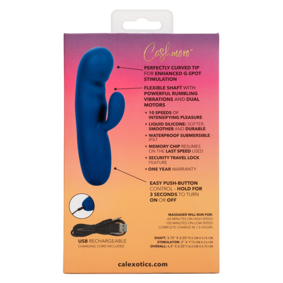 Синий вибромассажер-кролик Cashmere Silk Duo - 16,5 см. Синий вибромассажер-кролик Cashmere Silk Duo - 16,5 см.