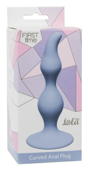 Голубая анальная пробка Curved Anal Plug Blue - 12,5 см.