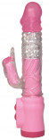 Розовый вибратор Vibrating Rabbit с клиторальным зайчиком - 22 см.