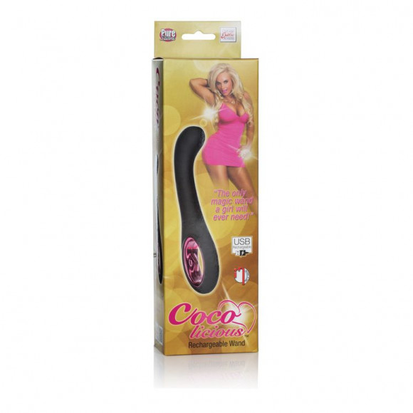 Чёрный стимулятор G-точки Coco licious Rechargeable Wand - 21,5 см.