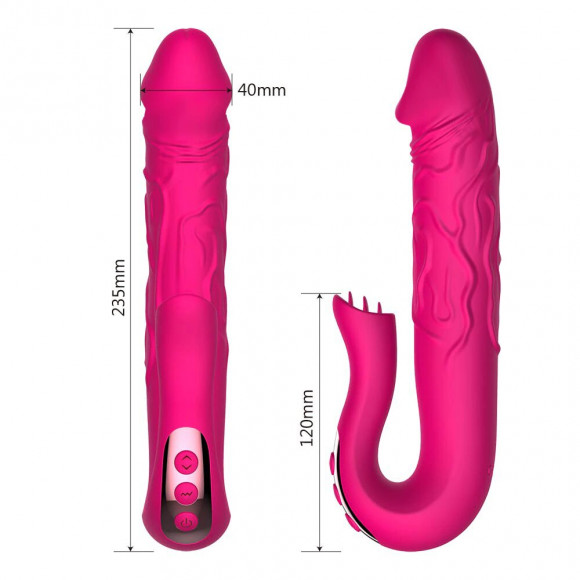 Розовый вибратор с клиторальной стимуляцией Tongue - 23,5 см. Розовый вибратор с клиторальной стимуляцией Tongue - 23,5 см.