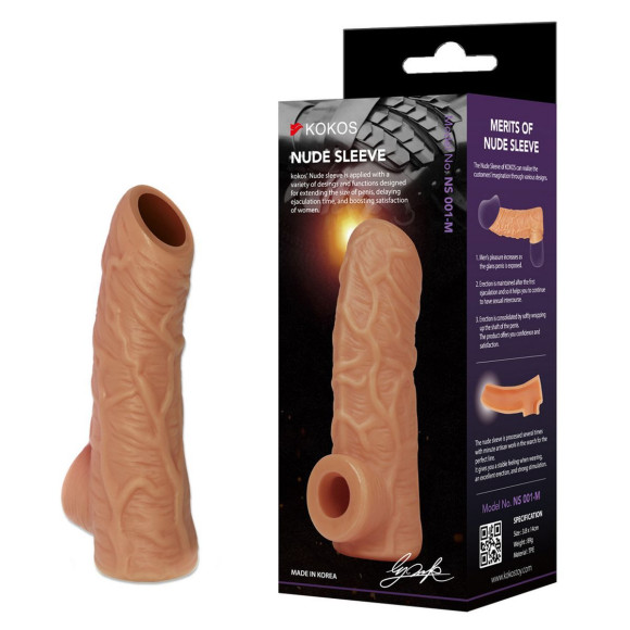 Телесная открытая насадка-реалистик с подхватом мошонки Nude Sleeve M - 12 см. Телесная открытая насадка-реалистик с подхватом мошонки Nude Sleeve M - 12 см.