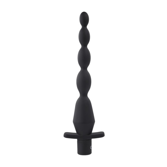 Черная анальная елочка с вибрацией Vibrating Butt Beads - 22 см.