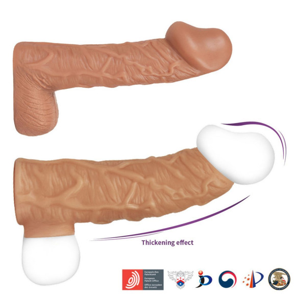 Телесная открытая насадка-реалистик с подхватом мошонки Nude Sleeve L - 14 см. Телесная открытая насадка-реалистик с подхватом мошонки Nude Sleeve L - 14 см.