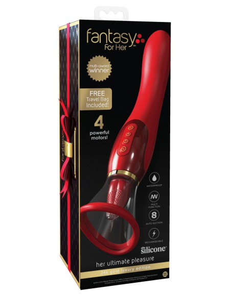 Красный двухсторонний вибростимулятор Ultimate Pleasure 24K Gold Luxury Edition - 25 см. Красный двухсторонний вибростимулятор Ultimate Pleasure 24K Gold Luxury Edition - 25 см.