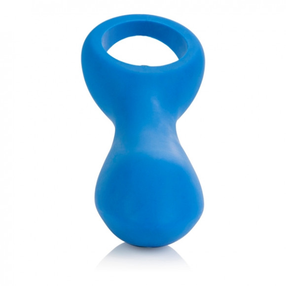 Голубой вибратор с ручкой-кольцом Posh Silicone O Probes - 15 см.
