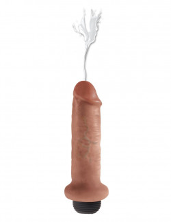 Кофейный фаллоимитатор с имитацией семяизвержения 6  Squirting Cock - 17,8 см.