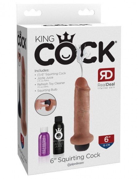 Кофейный фаллоимитатор с имитацией семяизвержения 6  Squirting Cock - 17,8 см.