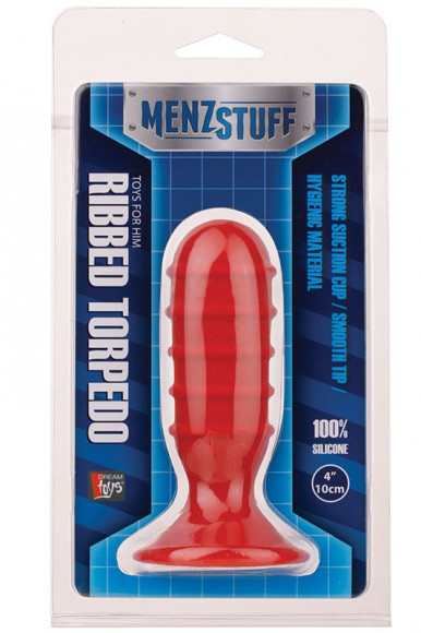 Красная ребристая пробочка из силикона MENZSTUFF RIBBED TORPEDO PLUG - 10 см. Красная ребристая пробочка из силикона MENZSTUFF RIBBED TORPEDO PLUG - 10 см.