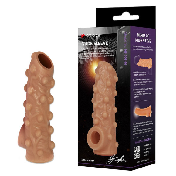 Телесная насадка с бугорками и открытой головкой Nude Sleeve M - 12 см. Телесная насадка с бугорками и открытой головкой Nude Sleeve M - 12 см.