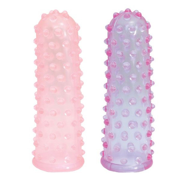 Набор из 2 пупырчатых насадок на пальцы FINGER SLEEVES PURPLE/PINK Набор из 2 пупырчатых насадок на пальцы FINGER SLEEVES PURPLE/PINK