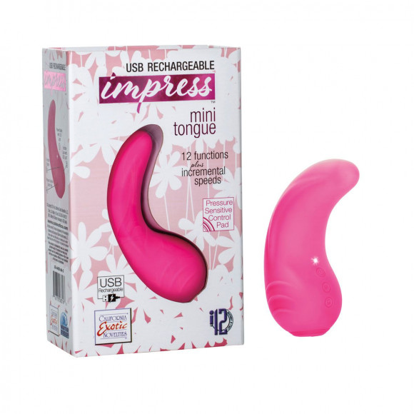 Розовый вибромассажер Mini Tongue - 11,5 см.