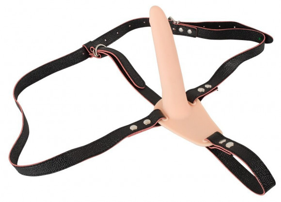 Телесный поясной страпон с вибрацией Vibrating Strap-On - 15,7 см.