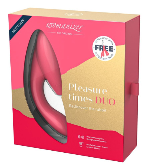 Розовый стимулятор Womanizer DUO с вагинальным отростком Розовый стимулятор Womanizer DUO с вагинальным отростком