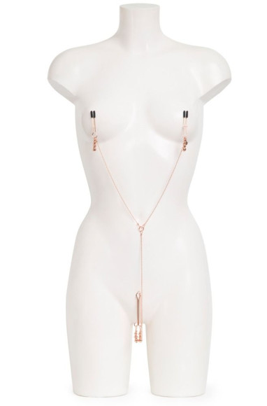 Золотистые зажимы для сосков и клитора All Sensation Nipple and Clitoral Chain Золотистые зажимы для сосков и клитора All Sensation Nipple and Clitoral Chain