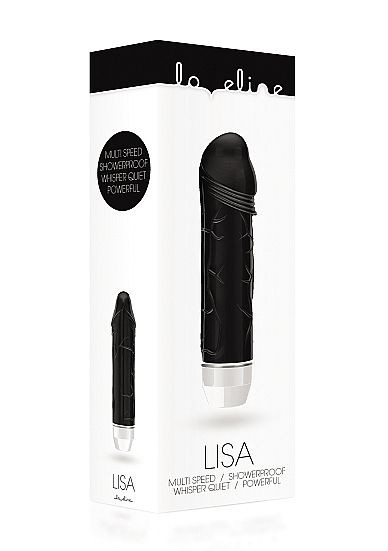 Чёрный фаллический вибратор Lisa - 14,7 см.