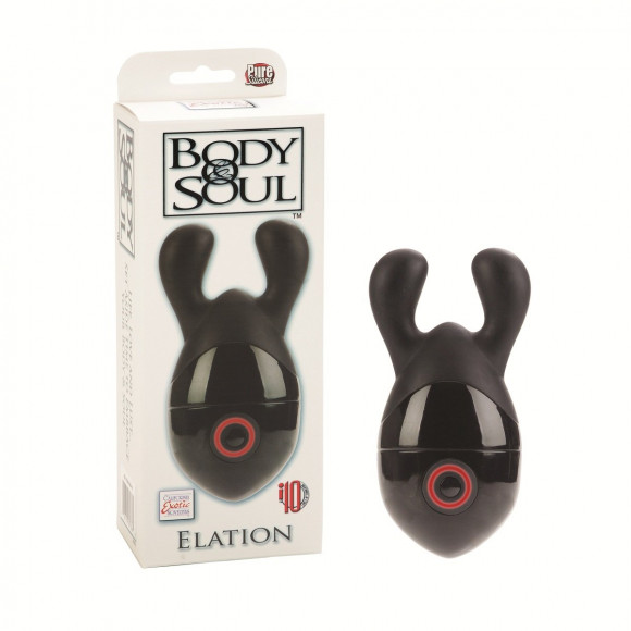 Чёрный вибромассажёр с ушками Body & Soul Elation Massagers