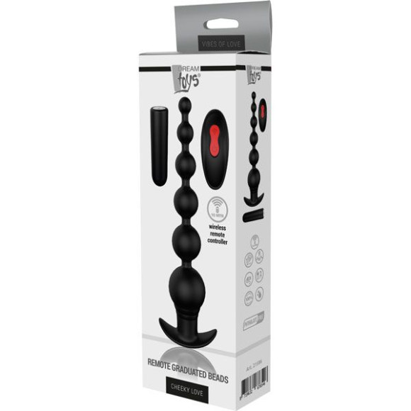 Черный анальный вибромассажер REMOTE GRADUATING BEADS - 20,7 см. Черный анальный вибромассажер REMOTE GRADUATING BEADS - 20,7 см.