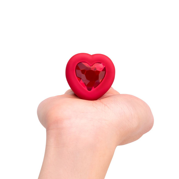 Красный анальный плаг с кристаллом-сердцем Vibrating Heart Shape Jewel Plug M-L Красный анальный плаг с кристаллом-сердцем Vibrating Heart Shape Jewel Plug M-L