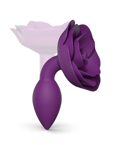 Фиолетовая анальная пробка с ограничителем-розой Open Rose Size S Butt Plug Фиолетовая анальная пробка с ограничителем-розой Open Rose Size S Butt Plug
