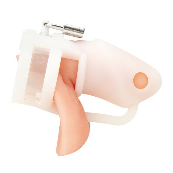 Белая клетка для пениса Silicone Small 2 in Cock Cage With Ball Divider