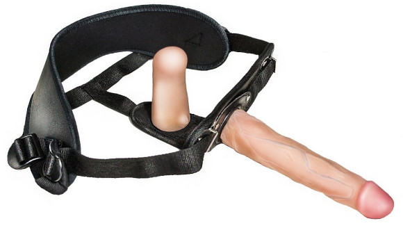 Женский страпон с вагинальной пробкой Woman Strap - 18 см. Женский страпон с вагинальной пробкой Woman Strap - 18 см.