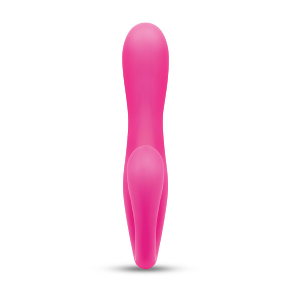 Розовый вибромассажер с клиторальным отростком Harmony Vibe - 16,8 см.