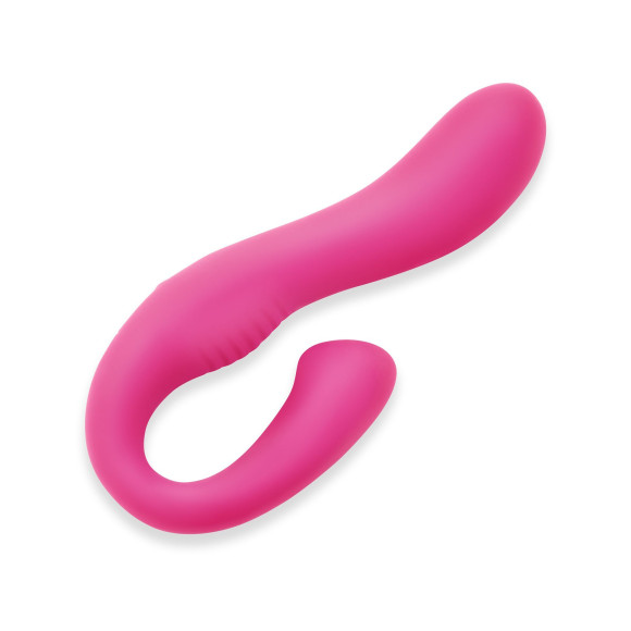 Розовый вибромассажер с клиторальным отростком Harmony Vibe - 16,8 см.