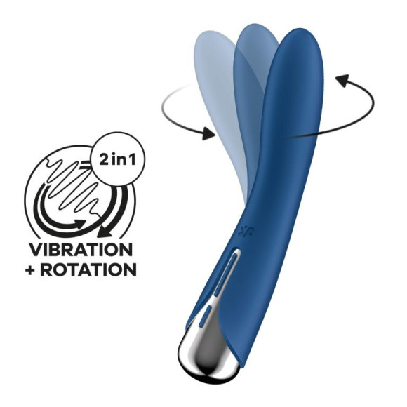 Синий вибратор-ротатор Spinning Vibe 1 - 18 см.