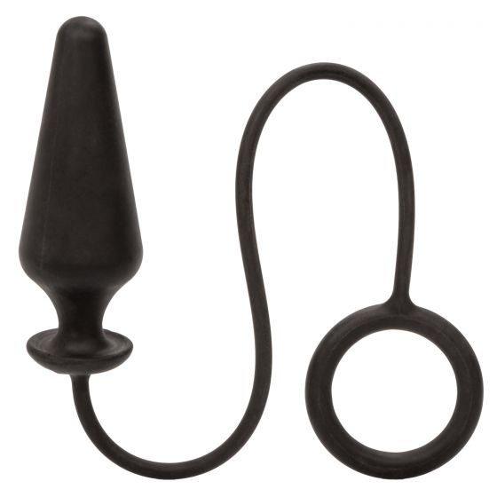 Черное эрекционное кольцо с анальной пробкой Dr. Joel Kaplan Silicone Probe & Ring
