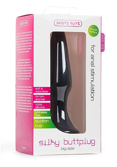 Чёрная анальная пробка Silky Buttplug Big Black - 16 см.