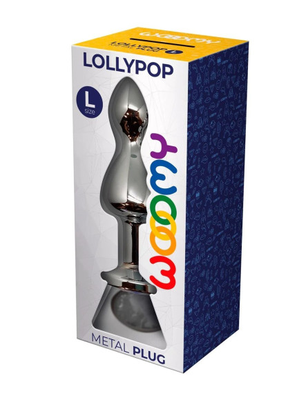 Серебристая анальная втулка Wooomy Lollypop L с прозрачным кристаллом - 10,5 см. Серебристая анальная втулка Wooomy Lollypop L с прозрачным кристаллом - 10,5 см.