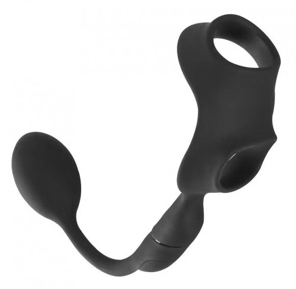 Черное виброкольцо с анальной пробкой Cock Ring with RC Butt Plug Черное виброкольцо с анальной пробкой Cock Ring with RC Butt Plug