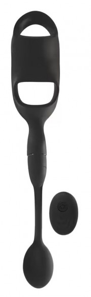 Черное виброкольцо с анальной пробкой Cock Ring with RC Butt Plug Черное виброкольцо с анальной пробкой Cock Ring with RC Butt Plug