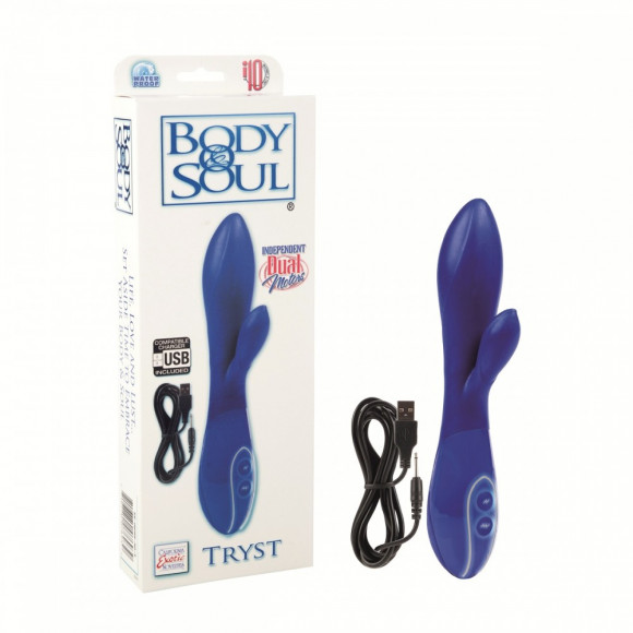 Синий вибратор с клиторальным отростком Body & Soul Tryst Синий вибратор с клиторальным отростком Body & Soul Tryst