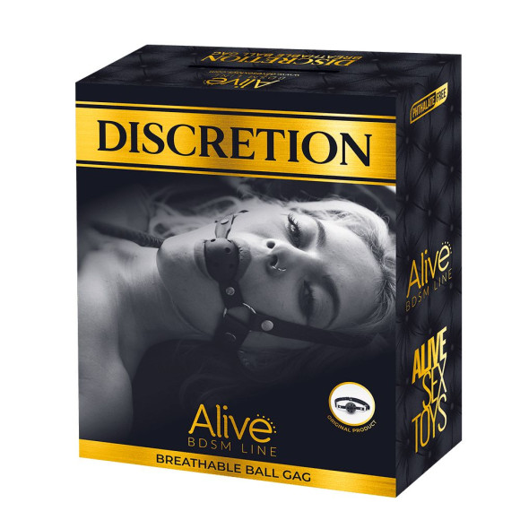 Красный кляп-шар Discretion на регулируемых ремешках