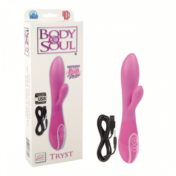 Розовый вибратор с клиторальным отростком Body & Soul Tryst Розовый вибратор с клиторальным отростком Body & Soul Tryst