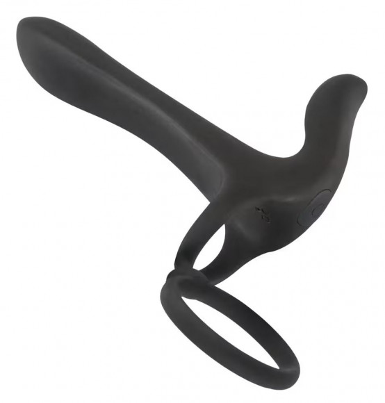 Черная насадка на член с вибрацией Couple’s Vibrator